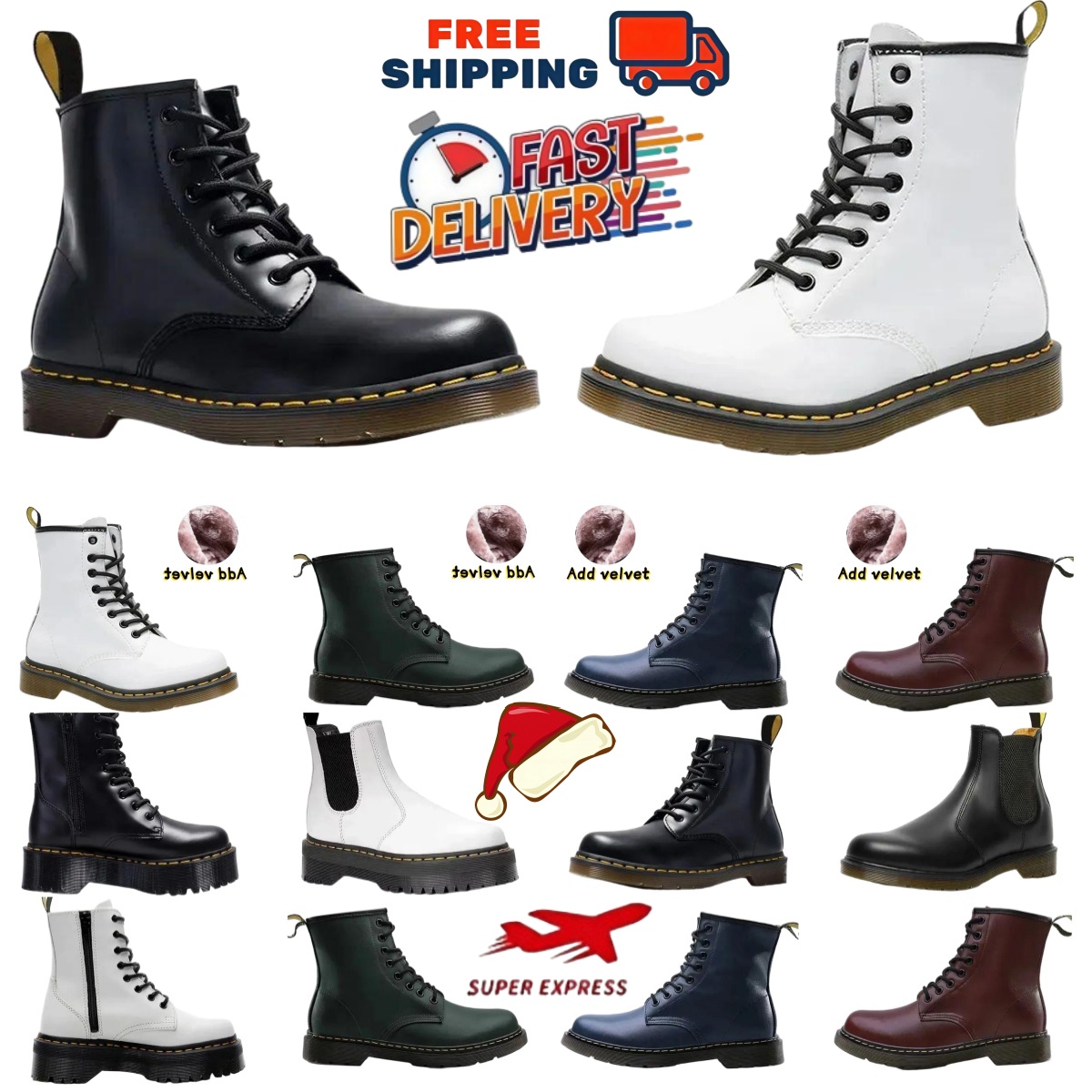 Free shipping 1460 Designer winter boots Men and women leather ankle boots outdoor leisure internal strength plus velvet