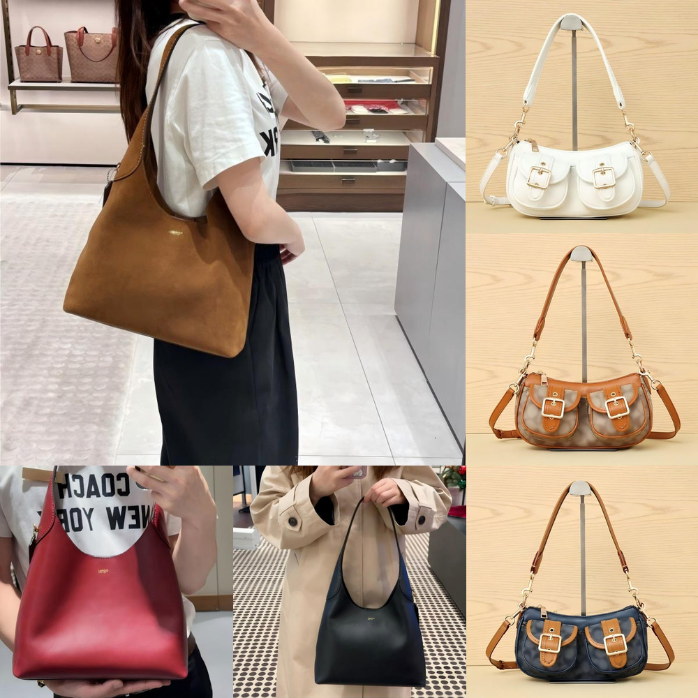 Sac à bandoulière rétro Y2K à double boucle pour femme, fourre-tout Hobo de grande capacité, multi-poches sous les bras, sac à main décontracté,