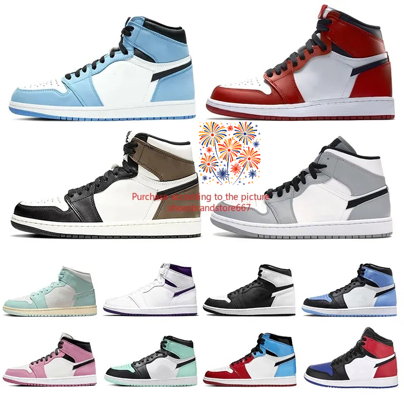 Basketball Shoes for Men Women 1 1s Sneakers Dark Mocha Black White University Blue Bred Patent Lucky Green Light Grey Outdoor Sports Mens Trainers