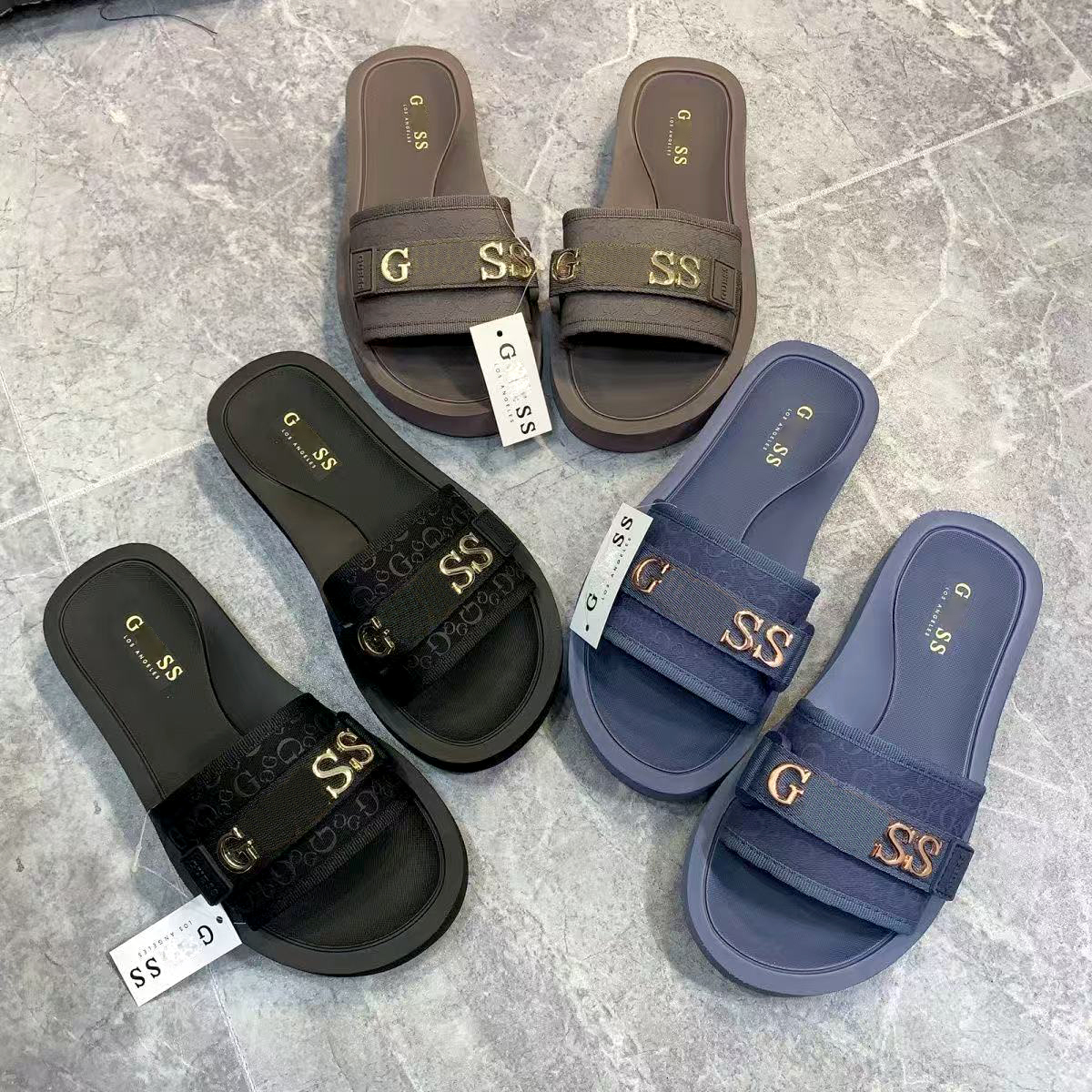 open toe Sandals slippers Sexy Fashion Classi casual guesso Mule Vacation Canvas sandale Beach pool Summer Home luxury Designer womens EVA Flat shoe