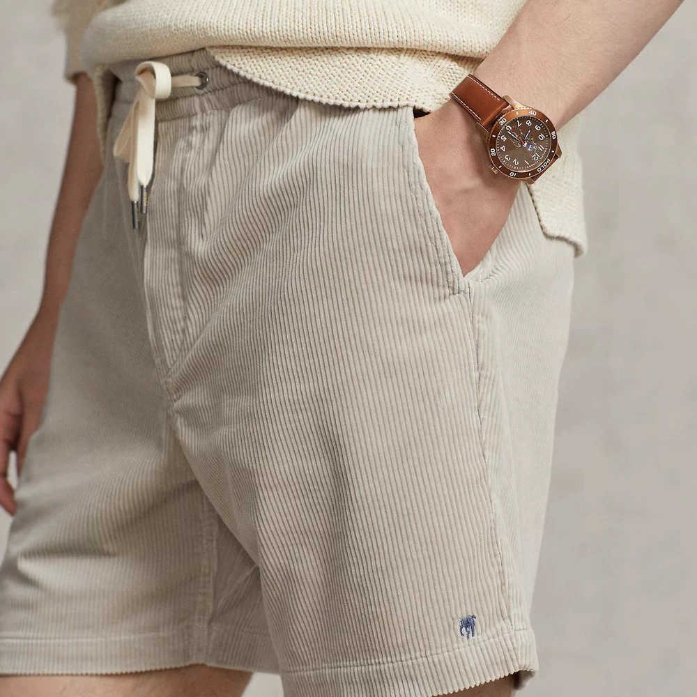 Pantalon de Couple respirant en velours côtelé avec étiquette, ample, cinq points, short d'été en coton brodé, décontracté, T260825