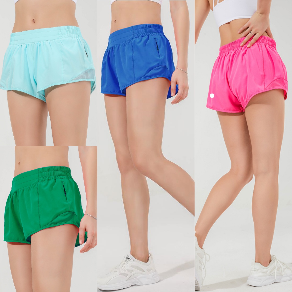 650-UU Women's Anti-Glare Yoga Shorts Nude Fitness Sports Pants with Cycling Short Outer Layer Three-Inch Gym Shorts Hotty Short Running Sport
