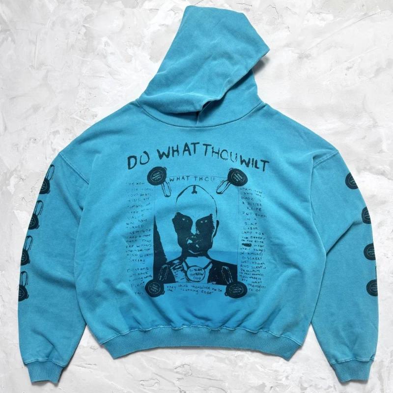 Sudaderas con capucha para hombre, jersey azul lavado Do What Thouwilt, Sudadera con capucha, sudaderas con capucha, algodón de terciopelo, forro po