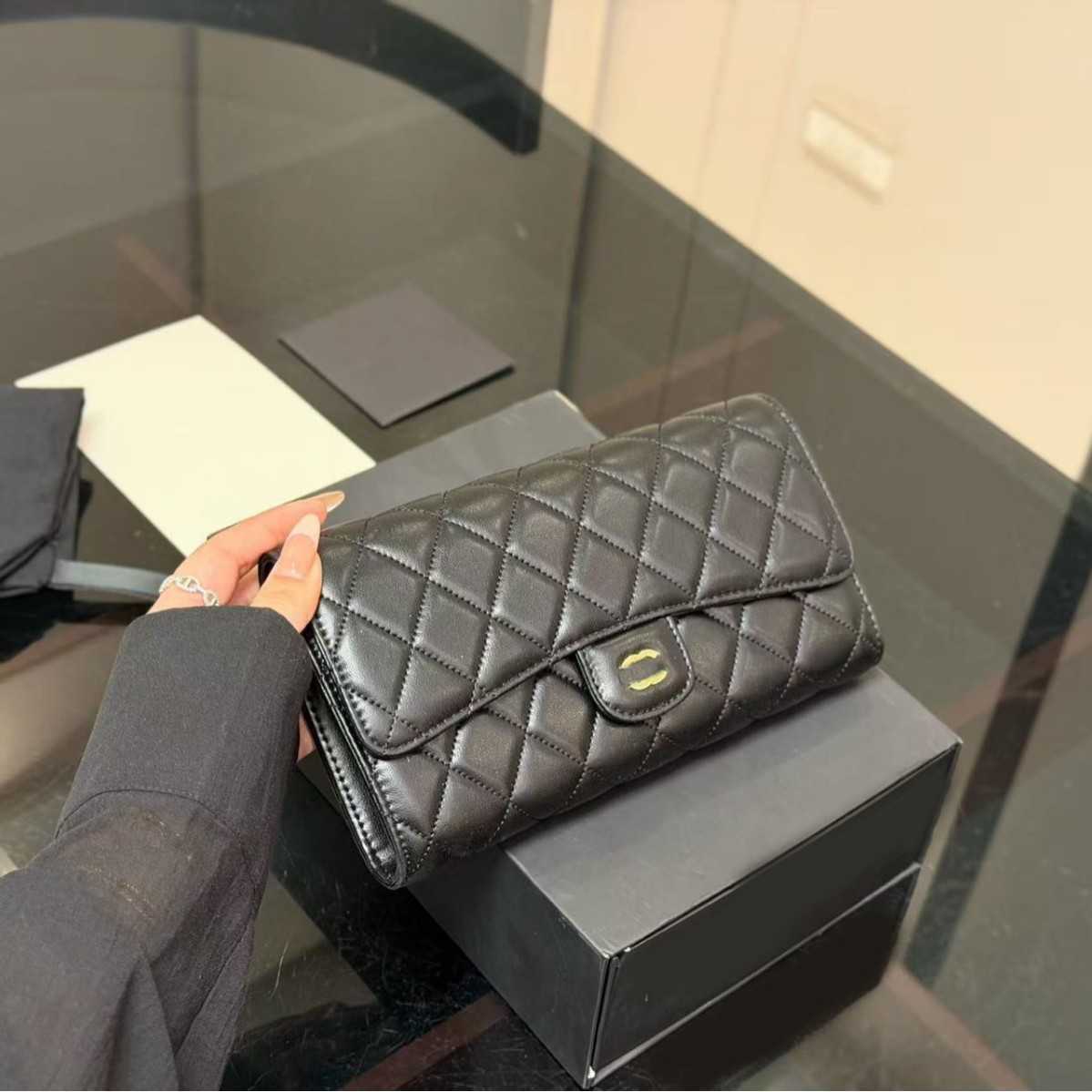 A10 Designer Bag tote bag 2026 new model of the bag all-steel five-fold wallet card holder large-capacity clutch wallet lambskin quilted long wallet