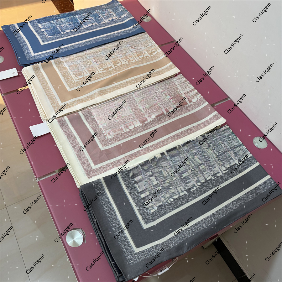 European and American style light luxury letter print high end designer silk scarf for women a fashionable gift choice 90*90 cm