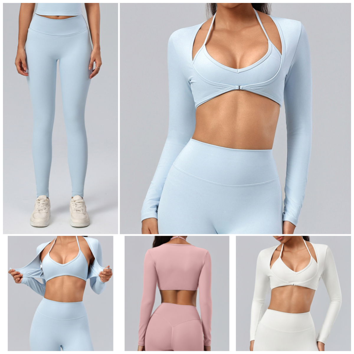 A2767 femmes Yoga costumes sport à manches longues Cardigan + soutien-gorge + pantalon ensemble manches longues Yoga chemises séchage rapide swea