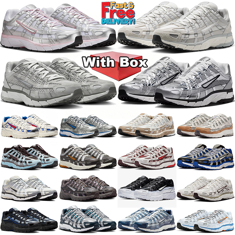 with box free shipping p6000 running shoes men women designer sneakers outdoor trainers comfort sports shoe Black Cool Grey Metallic Silver Diffused