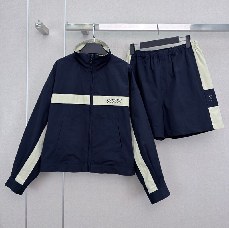 Designer Color Block Veste Sportive Pour Femmes Marque Lettre Brodée Col Montant Vestes Taille Élastique Short Lâche Survêtements