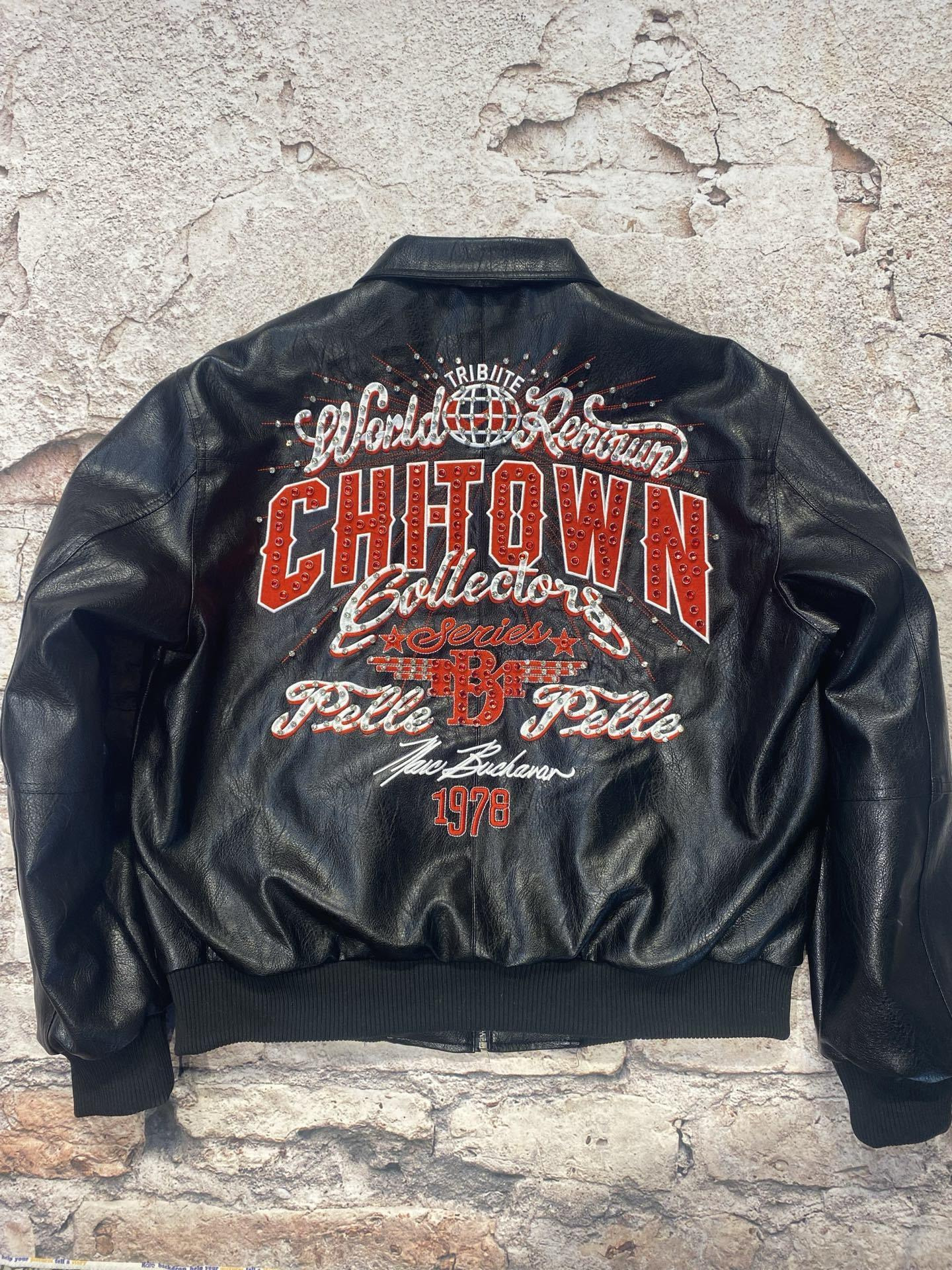 Pelle Leather Jacket High Quality Designer Diamond Encrusted Eagle Coat Wide Shp Windbreak Bomber 1978 Limited Edition Luxury Mens Casual Pelle Jack