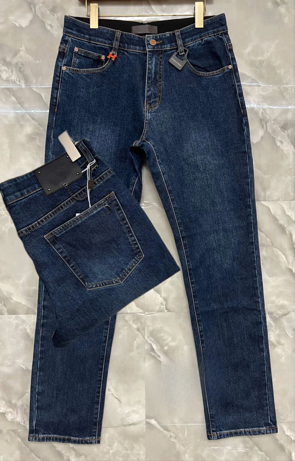 Men's Jeans designer style thick autumn winter straight fitted cut, retro classic style, simple suitable for daily wear. D92D