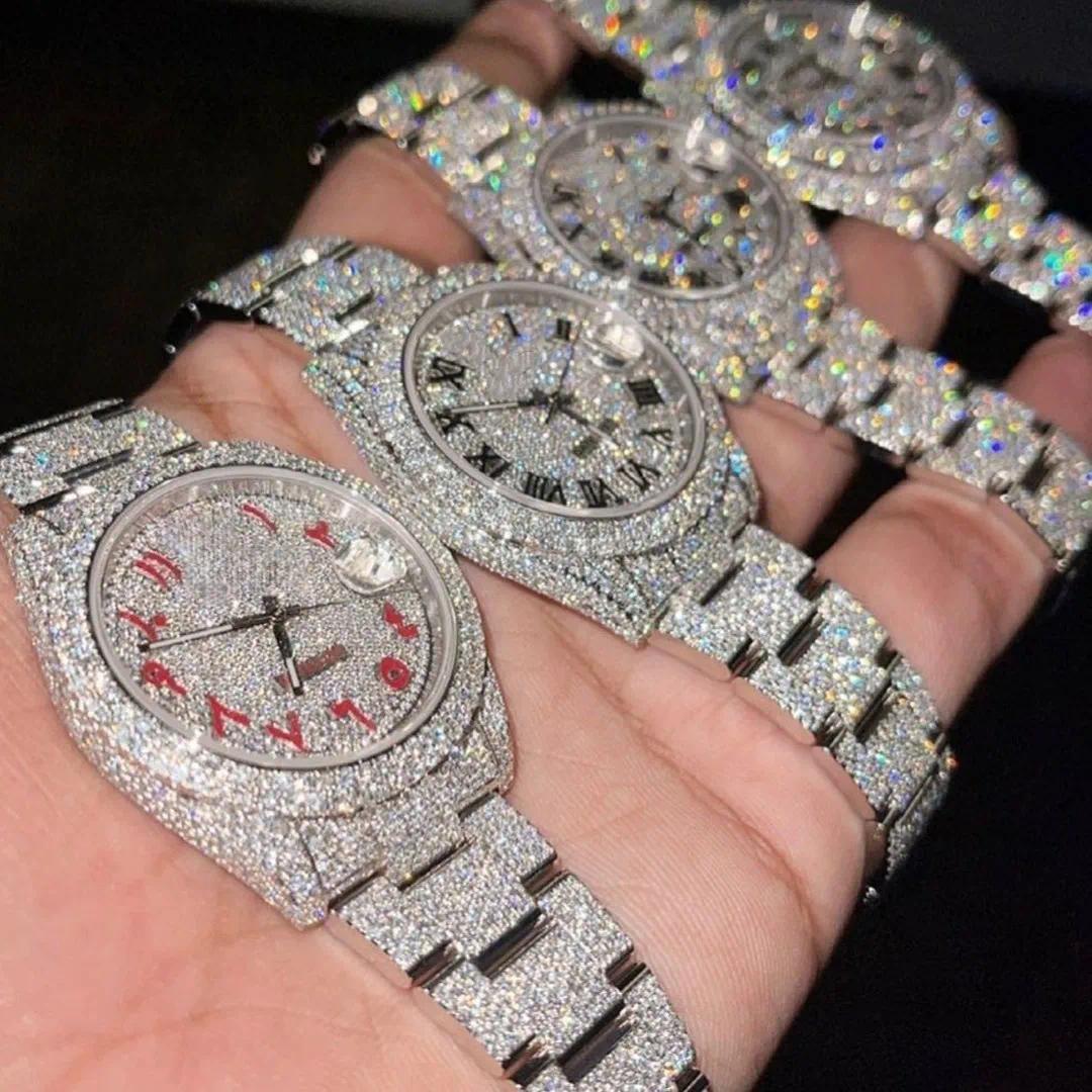 Men's Women's Luxury Moissanite Iced Out Watch Designer Diamond Montre de Luxe Wristwatch