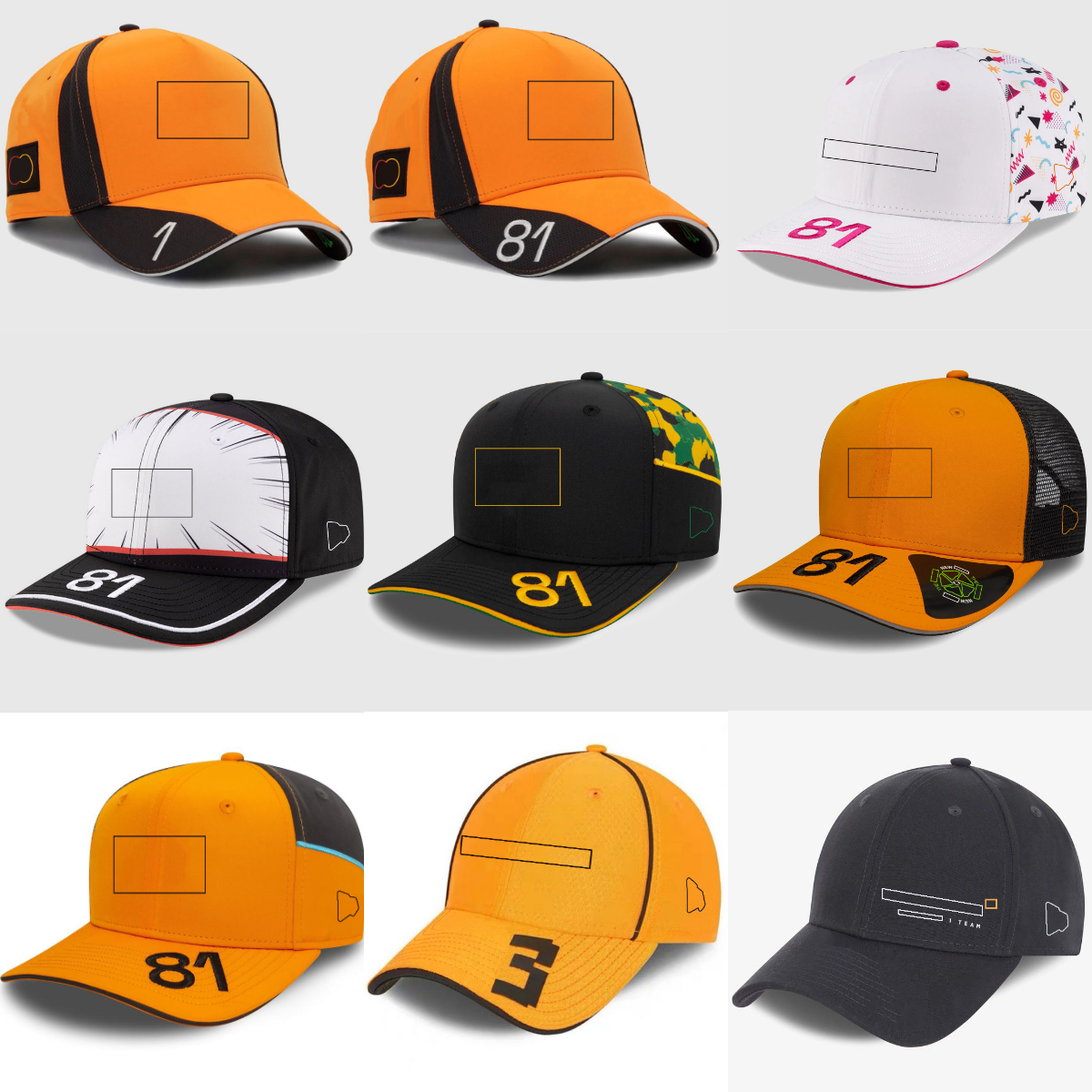 2026 New F1 Team Logo Caps Formula 1 Racing Trend Causal Baseball Cap Designer Brand Men's and Women's Sports Black Cap Sunhat