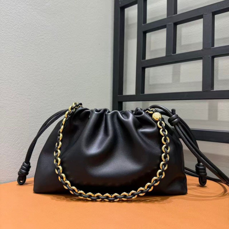 Luxury Designer Flamenco Bag Shoulder Bag Handbag Crossbody Womens Sheepskin Soft Genuine Leather Detachable Chain Strap Drawstring Handbag Quality