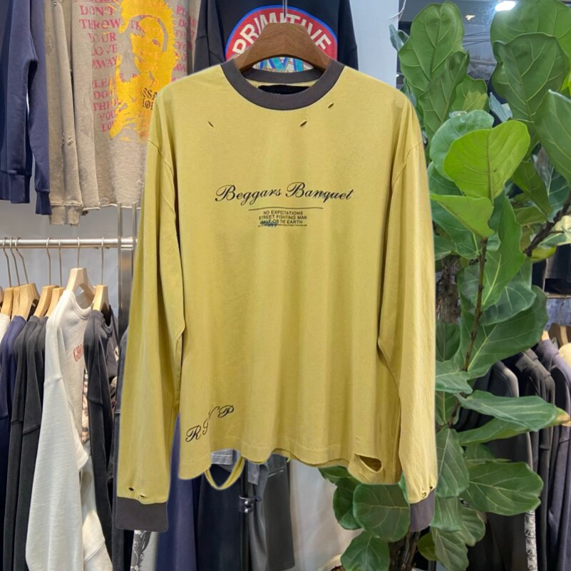 Yellow Long Sleeved T-Shirts Men Women Casual Print Pullovers