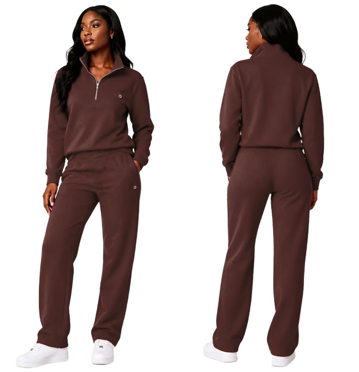 Autumn/Winter wrinkle-free Tracksuits Women Sweatshirt Pants Suit Stand Collar Zipper Jackets+ waist Elastic Pants Two Piece Set