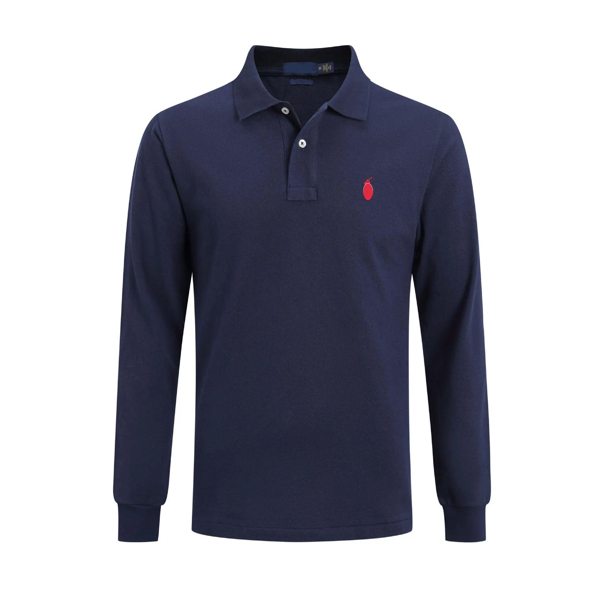 Designer Polos Mens Dress Shirts Embroidered Polos Pure cotton material men Long sved shirts Tees Tops s Clothing Sve Clothes mens polo shirt Q26091