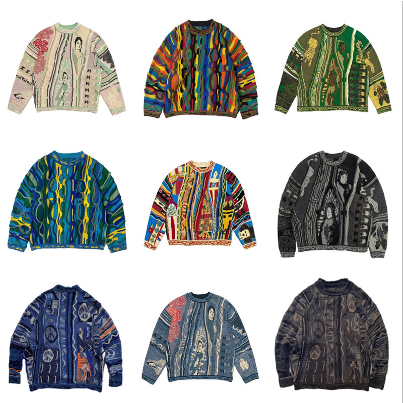 3xl 4xl Sweat-shirts pour hommes Automne Hiver Nouvelle Mode Tendance nationale Casual Sweat-shirt en tricot épais Impression numérique 3D Hommes