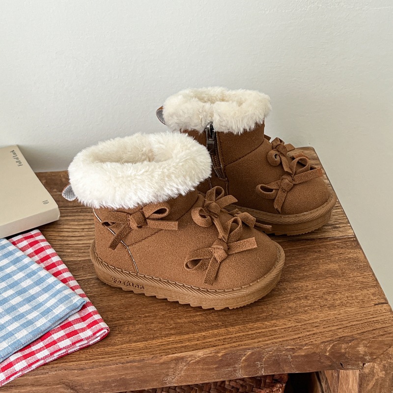 2026 Winter Hot Children's Designer Classic Bow Flower Snow Boots Keep Warm Anti Slip Short Boots for Baby