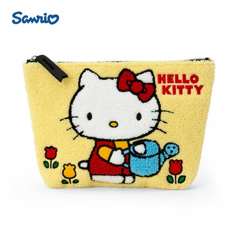 Sanrio HELLO KITTY Embroidered Plush Cartoon Zipper Storage Bag Makeup Bag Cute Small Bag L260825DNOW