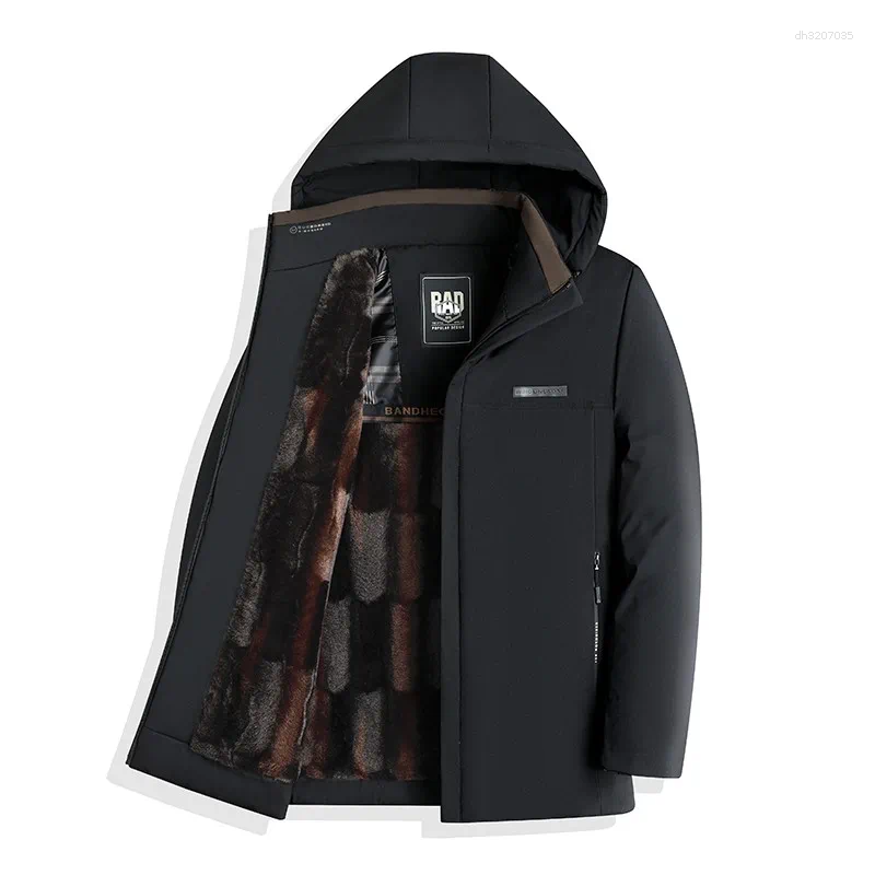Men's Down Men Outwear Casual 2026 Winter Outdoor Jet Ski Snow Warm Parkas Jacket Coat Hat Waterproof Thick Fleece Slim Parka
