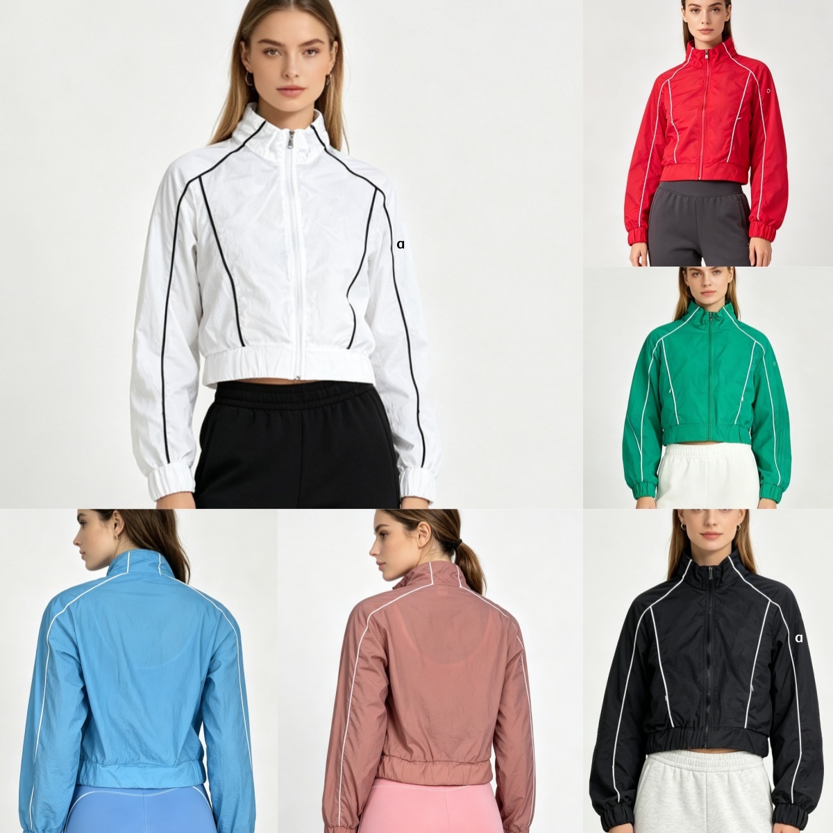 A2570 Lettre de mode rayé coupe ample protection solaire veste de sport de course avec 6 couleurs décontracté minceur haut athlétique manteau lég