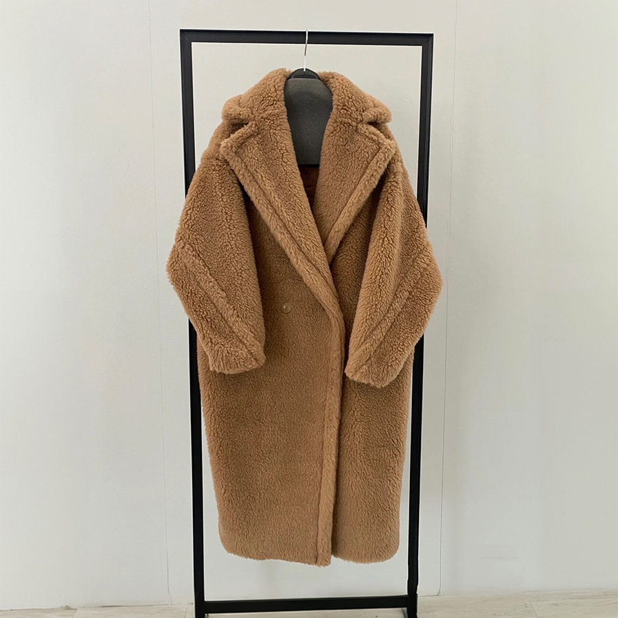 Designer Jacket Womens Fur Long Teddy Bear Jacket Authentic Women Winter Coat Warm Outerwear Overcoat Fashion Real Lambswool Coats Colored