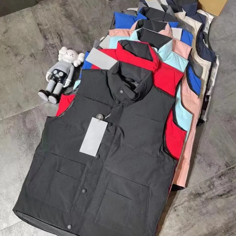 Designer Vest Body Warmer Gilet Jacket Men Stand Collar Zipper Button Letters Embroidery Casual Slim White Duck Down Winter Mens Femme Veste xs-xxxl