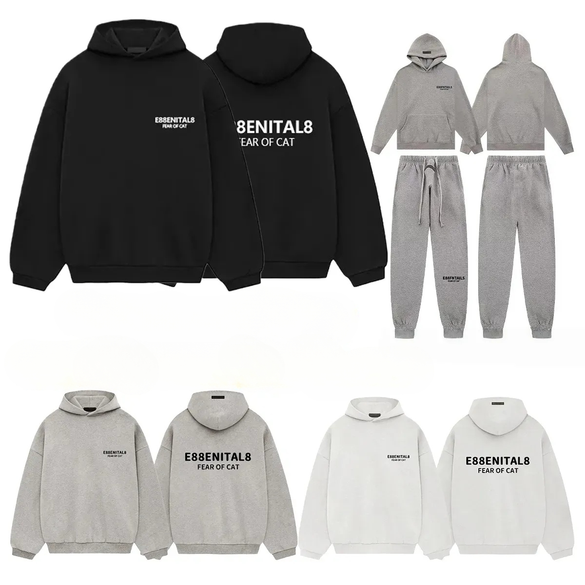 Essential Hoodie Designer Hoodie 3D Silicone Sweater Unisex Clothes Pullover Long Sleeve O-Neck Letter Printed Overcoat Sweatshirt Streetwear 1977 H