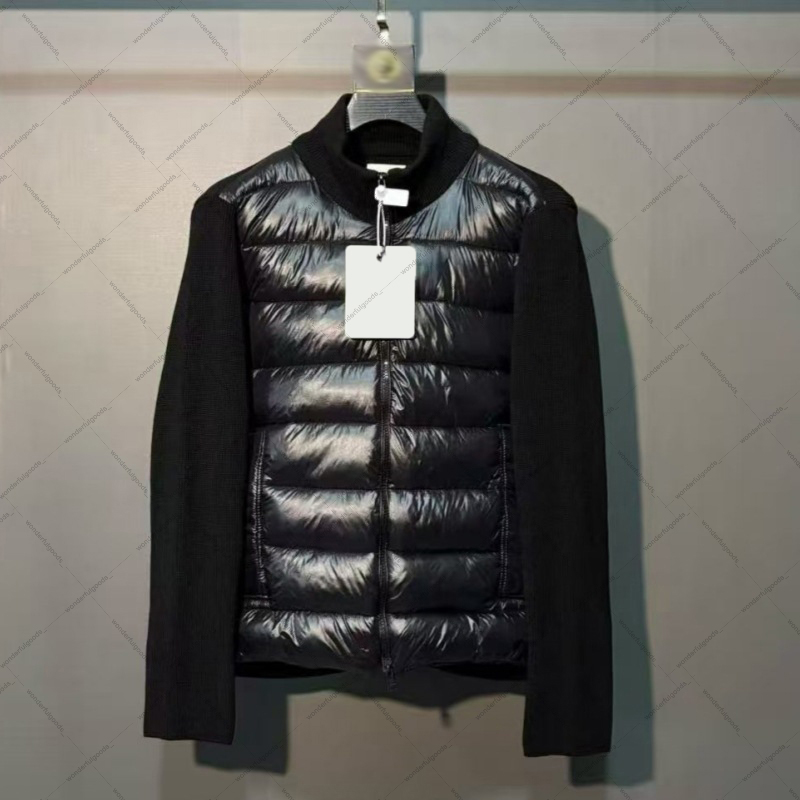 Mens down Puffer Jacket knitted down jacket Casual Outdoor Couple Outerwear with Arm Pocket