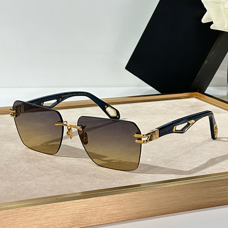 Lunettes de soleil rectangulaires sans cadre THE WEBEN II Designers classique homme femme logo de luxe lentilles en nylon gris marron mode style