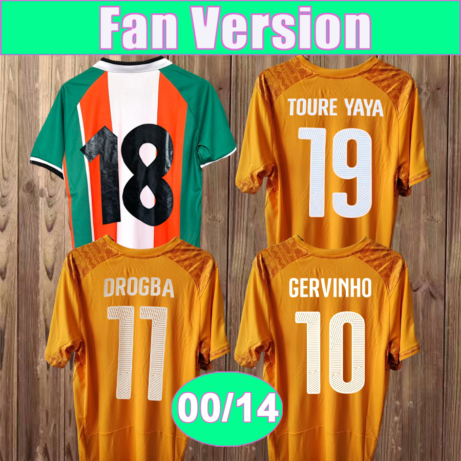 2000 2014 Cote dIvoire Mens Retor Version Soccer Jerseys GERVINHO TOURE YAYA DROGBA Home Football Shirts Short Sleeve Vintage Adult Uniforms