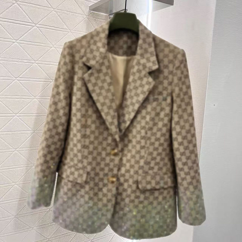 Luxury designer women's classic letter-printed diamond-embellished suit jacket, women's shorts, elegant double-button design, high-quality