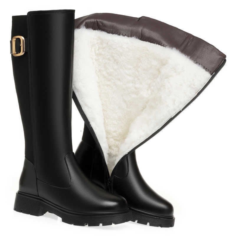 Women Long Boots Genuine AIYUQI Leather 2024 New Large Size Non-slip Rome Women's Winter Boots Warm Wool High Boots Women H260826