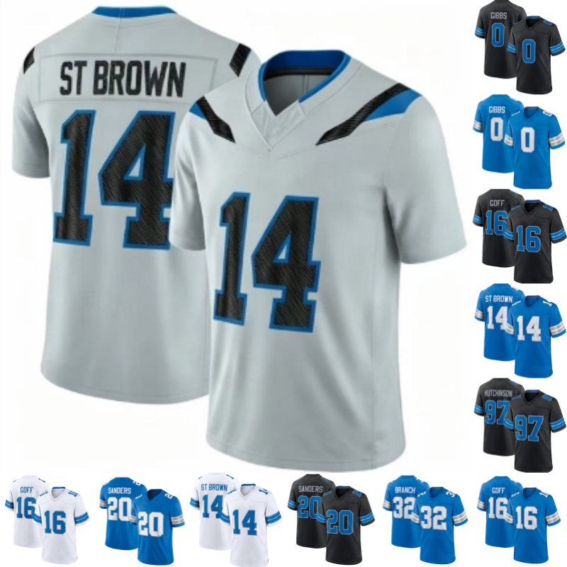2025 Amon-Ra St Brown Jahmyr Gibbs 18 Isaac TeSlaa Football Jersey Laporta Barry Sanders Jameson Williams Jared Goff Montgomery Sewell Branch Jos