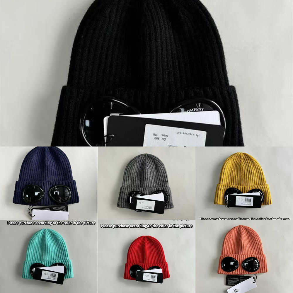 Wool Beanie Hat CP Extra Fine Merino Wool Goggle Beanie Italian CP luxury designer Lense Hat winter warm Skull Caps for men and women 8KJJ