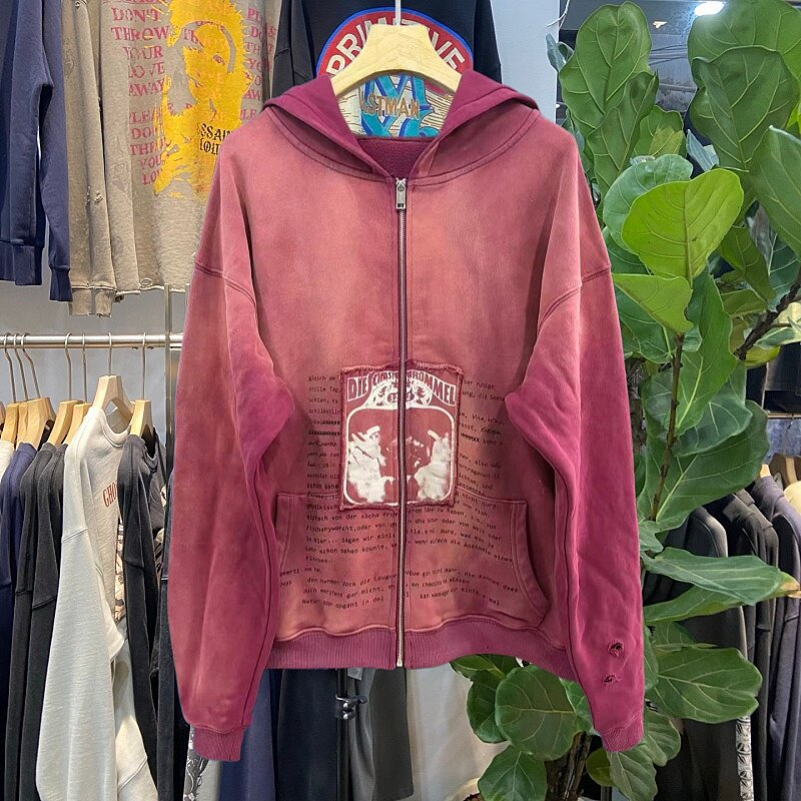 27FW Letter Print Zipper Hoodie Hooded Men Women Cotton Zip Up Coats