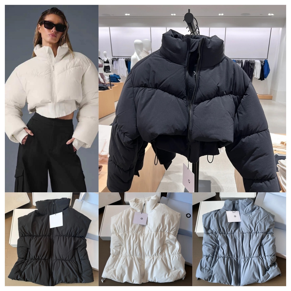 Women Winter Waist Cinched Down Jacket Windproof Waterproof Stand Collar Vest Solid Color Slim Fit Casual Street Outerwear