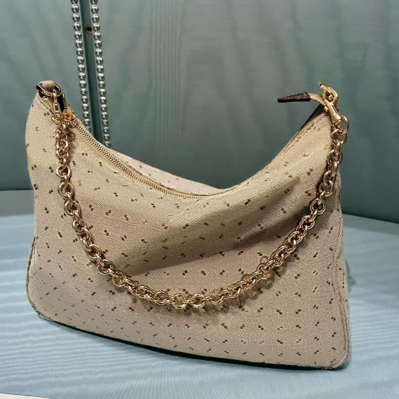 Free Shipping 2026 New Designer Women Chain Crossbody Bag Old Flower Underarms Clutch Pochette Vintage Brown PU Leather Zipper Purse Classic Evening