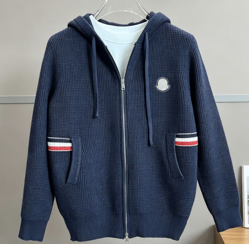 Designer Sweaters Men's Waffle Knit Zip-Up Hoodie Cardigan Sweater Jacket couples Deep Navy Warmth Autumn Outerwear