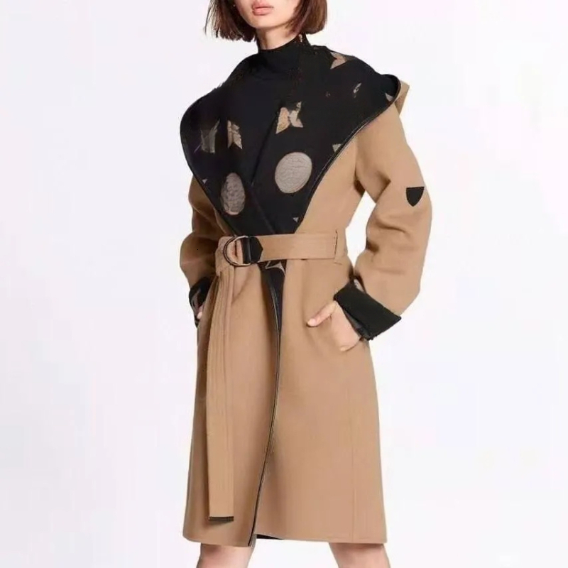 LVSWomens Jackets Wool Blend Coats Long Fur Trench Puffy Downs Jacket Classic Woman Hooded Designer Tops Slim Windbreaker Warm Wind
