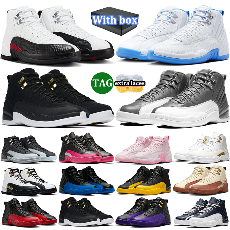 with box 12 12s sneakers men women designer basketball shoes outdoor durable trainers comfort sports shoe vintage streetwear footwear White Universi