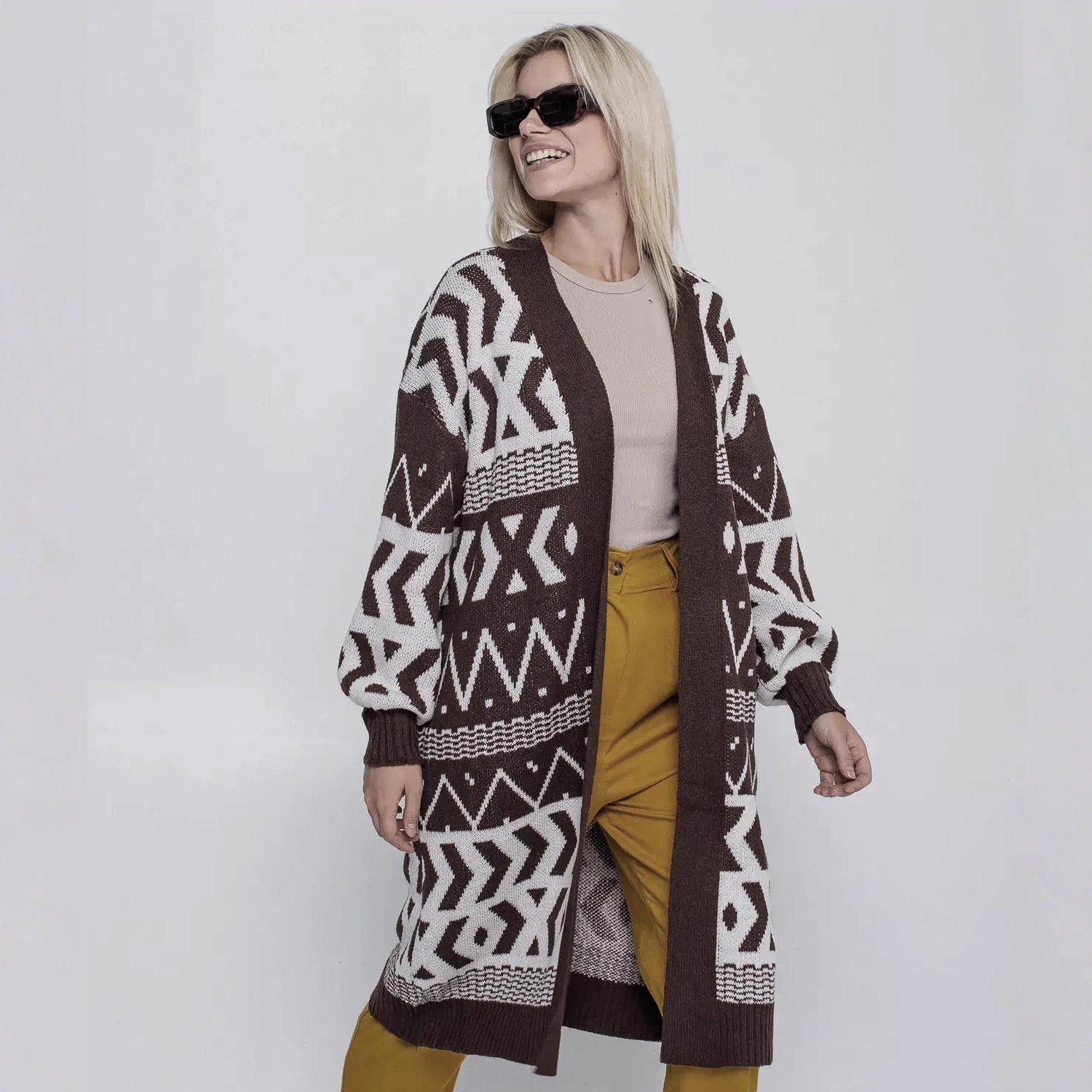 New DesignNew Women 's Sweater Coat Cardigan For Autumn And Winter, Over-the-Knee, Loose Fit, Slimming Design, Vintage Long Knitwear