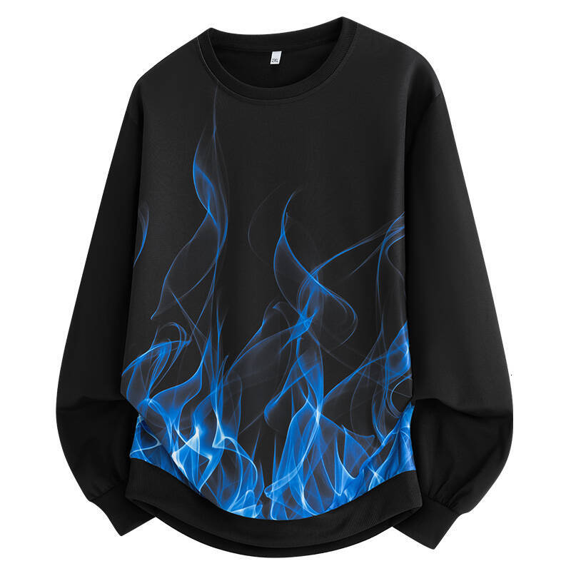 Designer Flame Sweat à capuche Printemps et automne Dégradé pour hommes Tendance sportive décontractée Polyvalent et cool Pull à col rond Sweat à