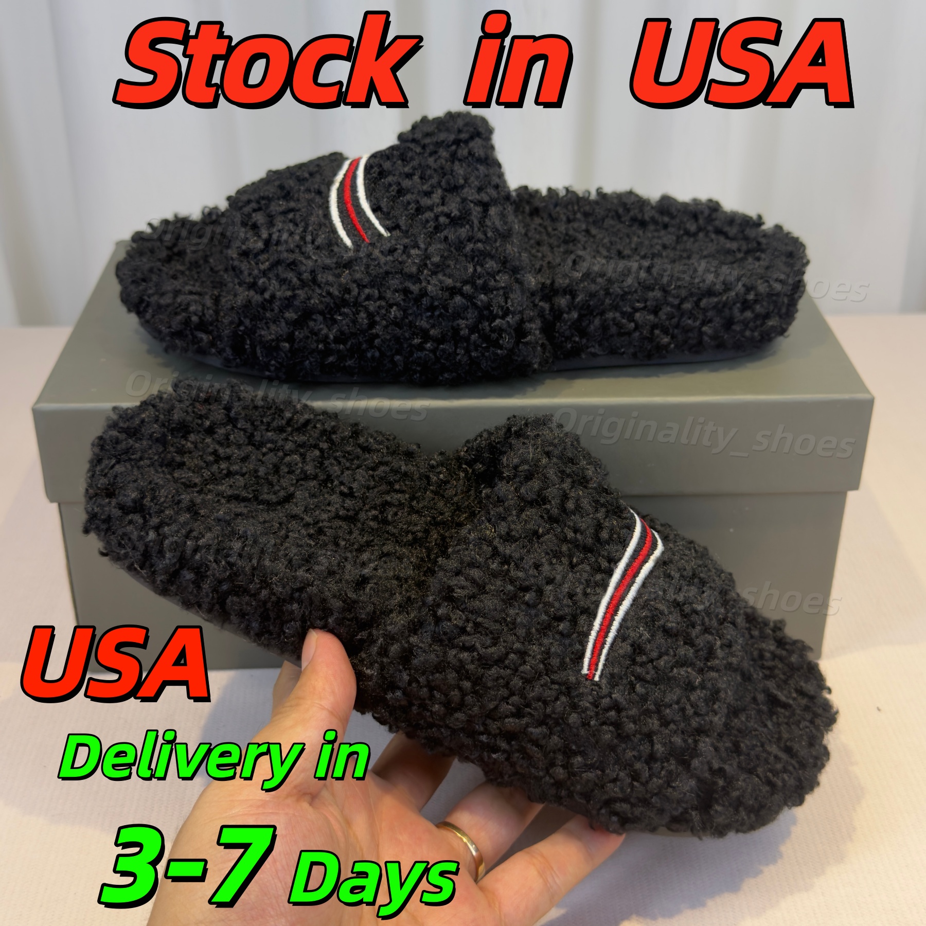 Women Fur Slides Furry Slippers Designer Mules Fall Winter Homewear Slide Men Footwear Paris Luxury Comfortable Fuzzy Flip Flop Fluffy Wool