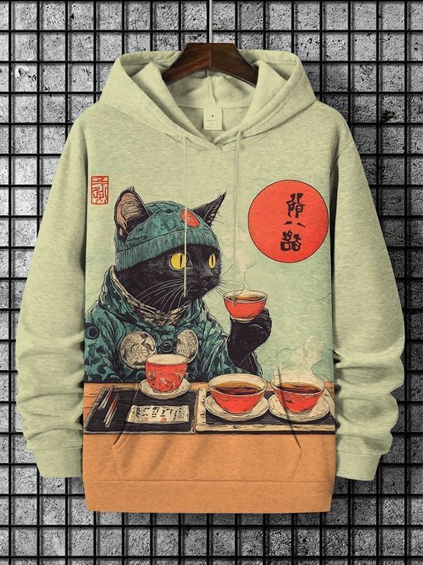 Cartoon Space Cat Grafische Hoodies voor heren Dames Nieuw in Sweatshirt Trainingspak Heren Oversized Sport Hoody Jas 2415