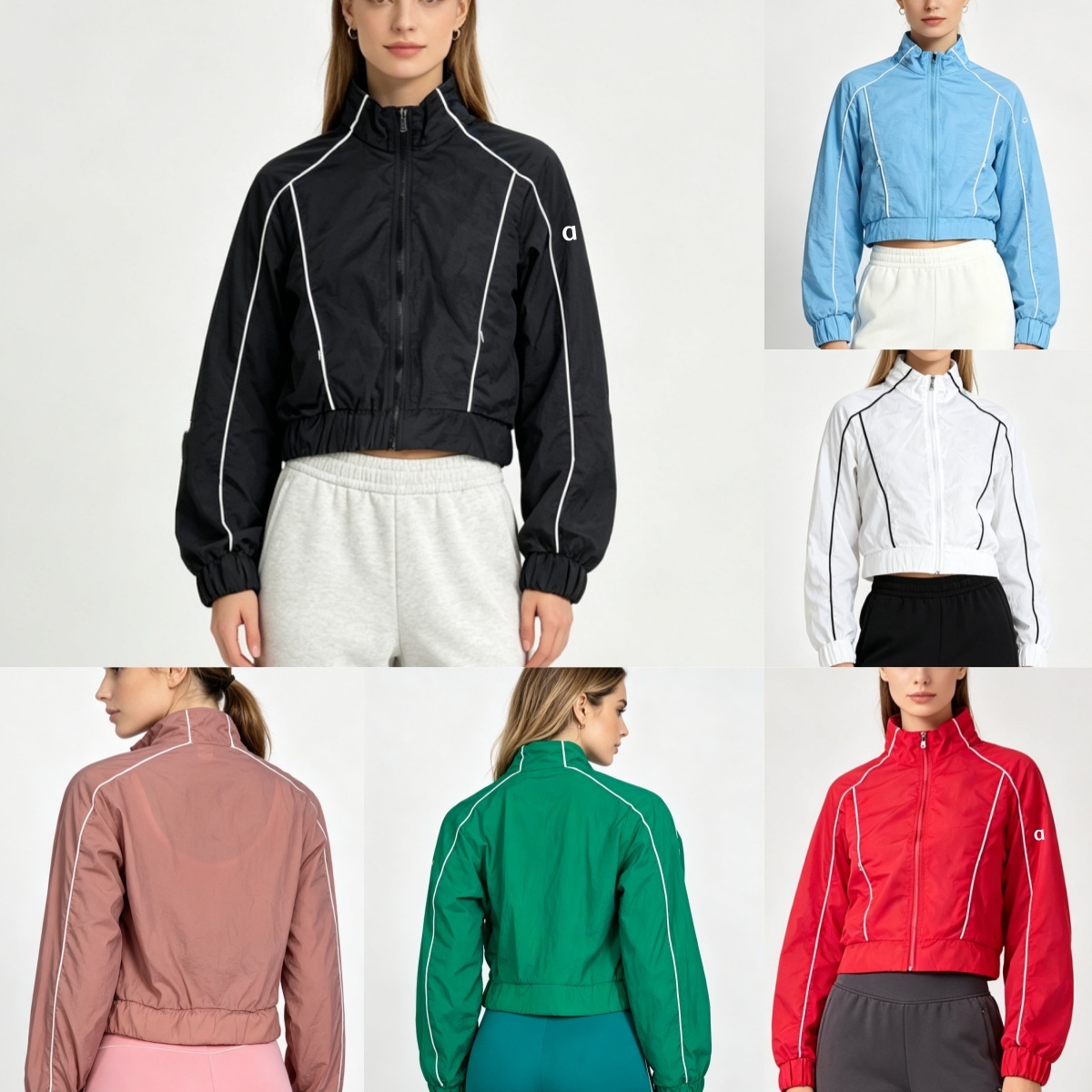 2570AO Lettre de mode rayé coupe ample protection solaire veste de sport de course avec 6 couleurs décontracté minceur haut athlétique manteau lé