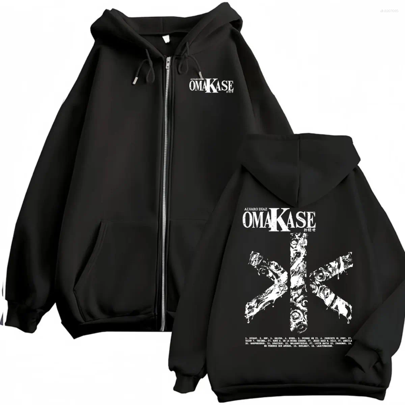 Men's Hoodies Alvaro Diaz Omakase 2026 Zipper Men Women Hip Hop Music Jacket Sweatshirts Bodywarmer Cozy Zip Up Hoodie Coats