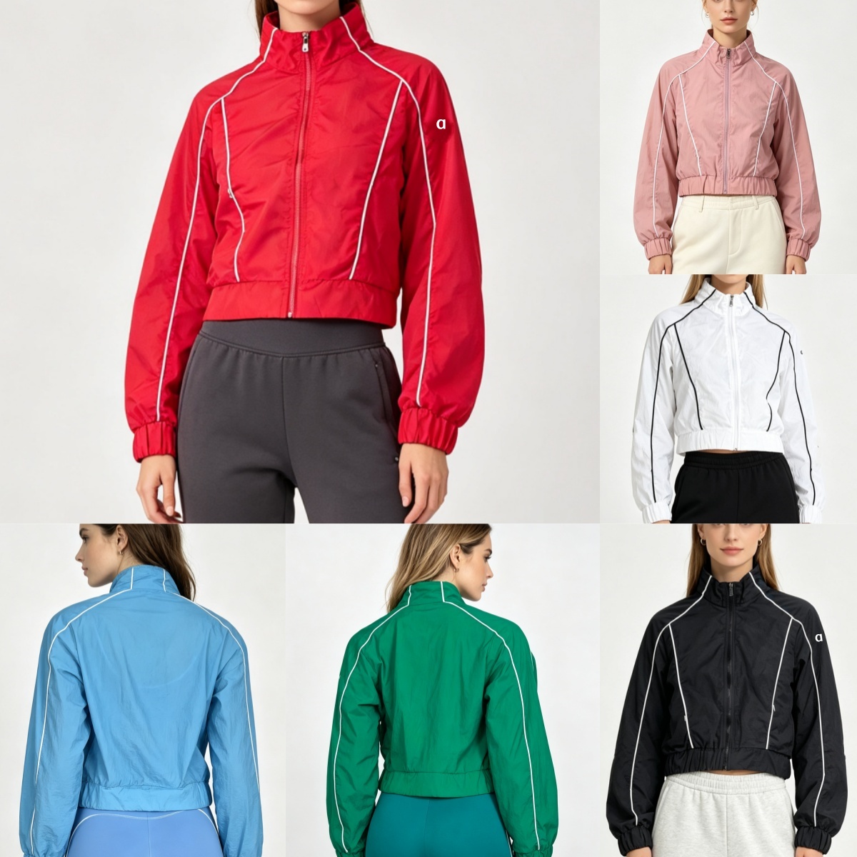 2570A Lettre de mode rayé coupe ample protection solaire veste de sport de course avec 6 couleurs décontracté minceur haut athlétique manteau lég