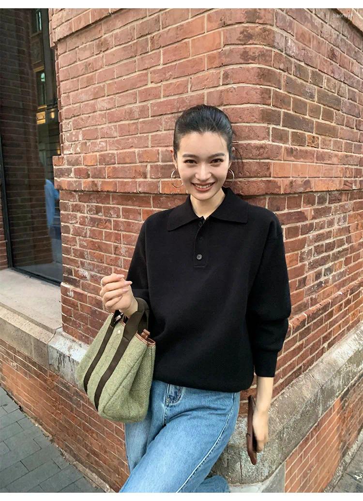 Women's Sweaters Polo Neck Cashmere Sweater Autumn And Winter Loose Lazy With Long Sleeve Top ba