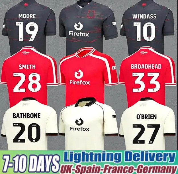 Wrexham 26 27 Jersey 2026 2027 Home Away Third Soccer Jerseys Fans Players Men Kids Football Shirt Kit S-4XL MOORE BROADHEAD WINDASS RATHBONE SMITH